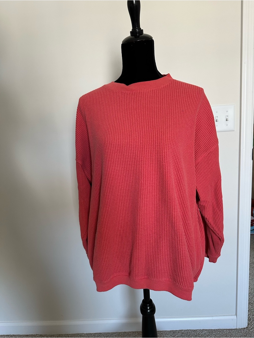 Women’s Aerie Red Waffle‎ Crew Neck Sweatshirt